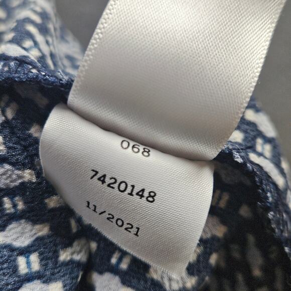 Cece Garden Geo Print Ruffle Short Sleeve Top 3X  Crepe Covered buttons V neck - Picture 7 of 8